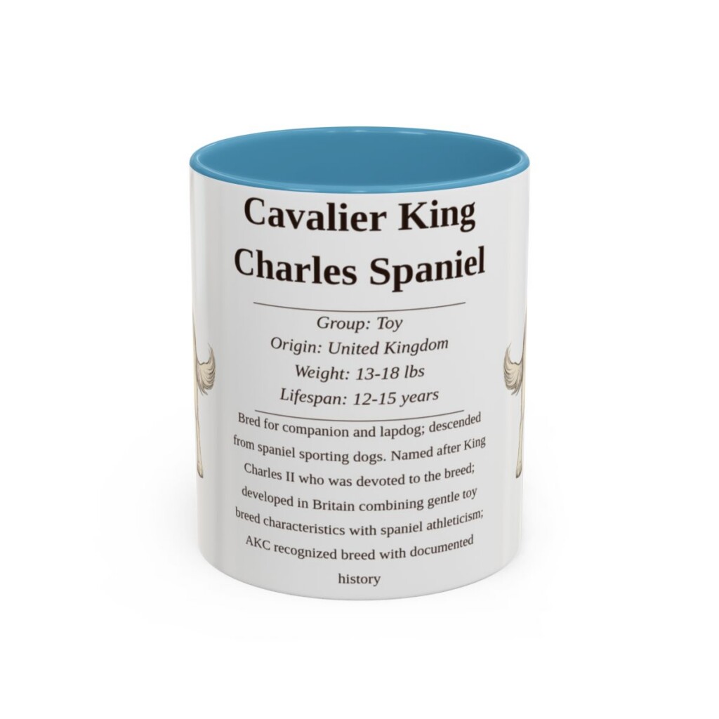 11oz Cavalier King Charles Spaniel Mug, Light Blue, front view