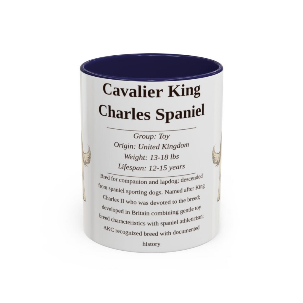 11oz Cavalier King Charles Spaniel Mug, Navy, front view