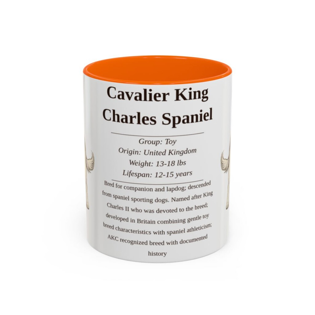 11oz Cavalier King Charles Spaniel Mug, Orange, front view