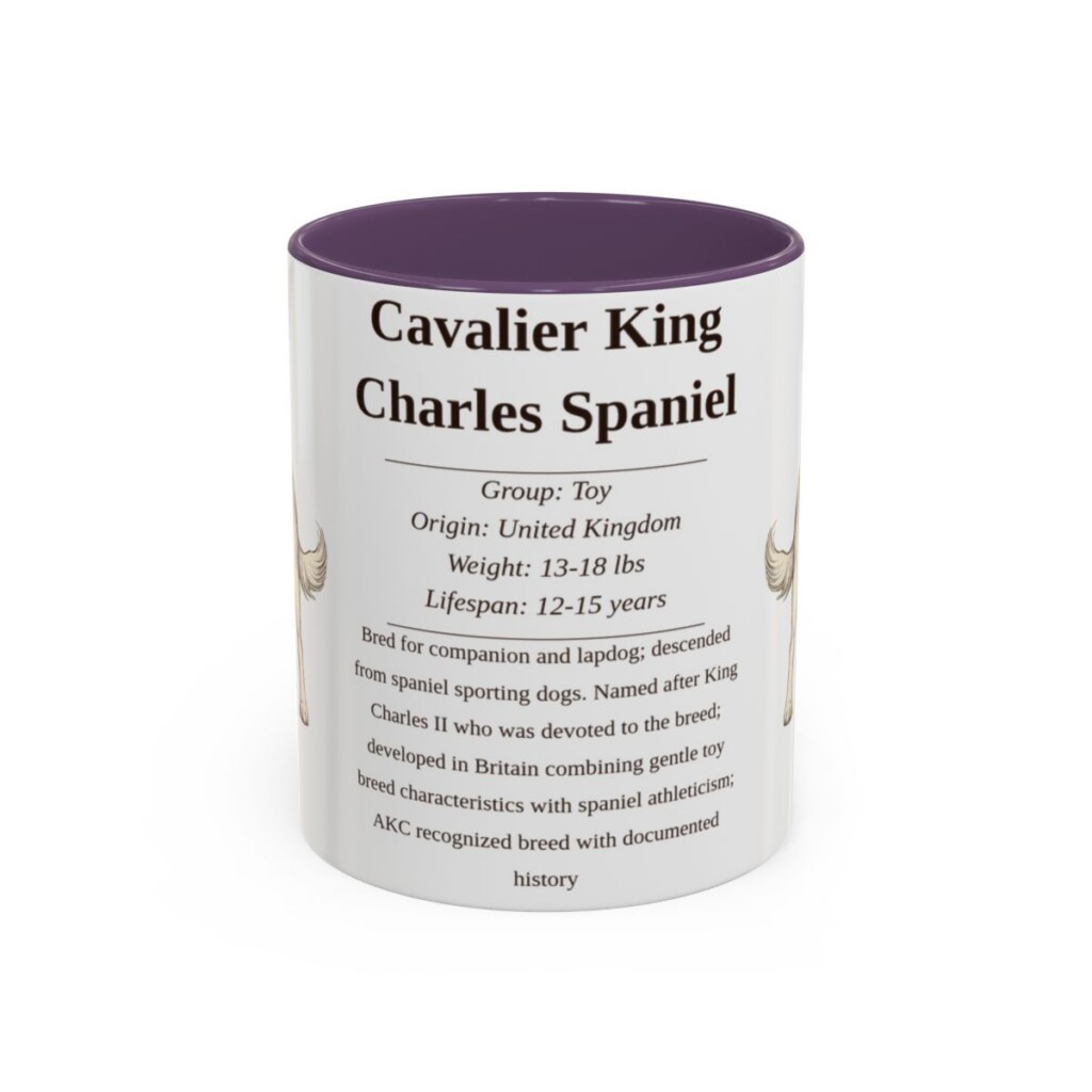 11oz Cavalier King Charles Spaniel Mug, Purple, front view