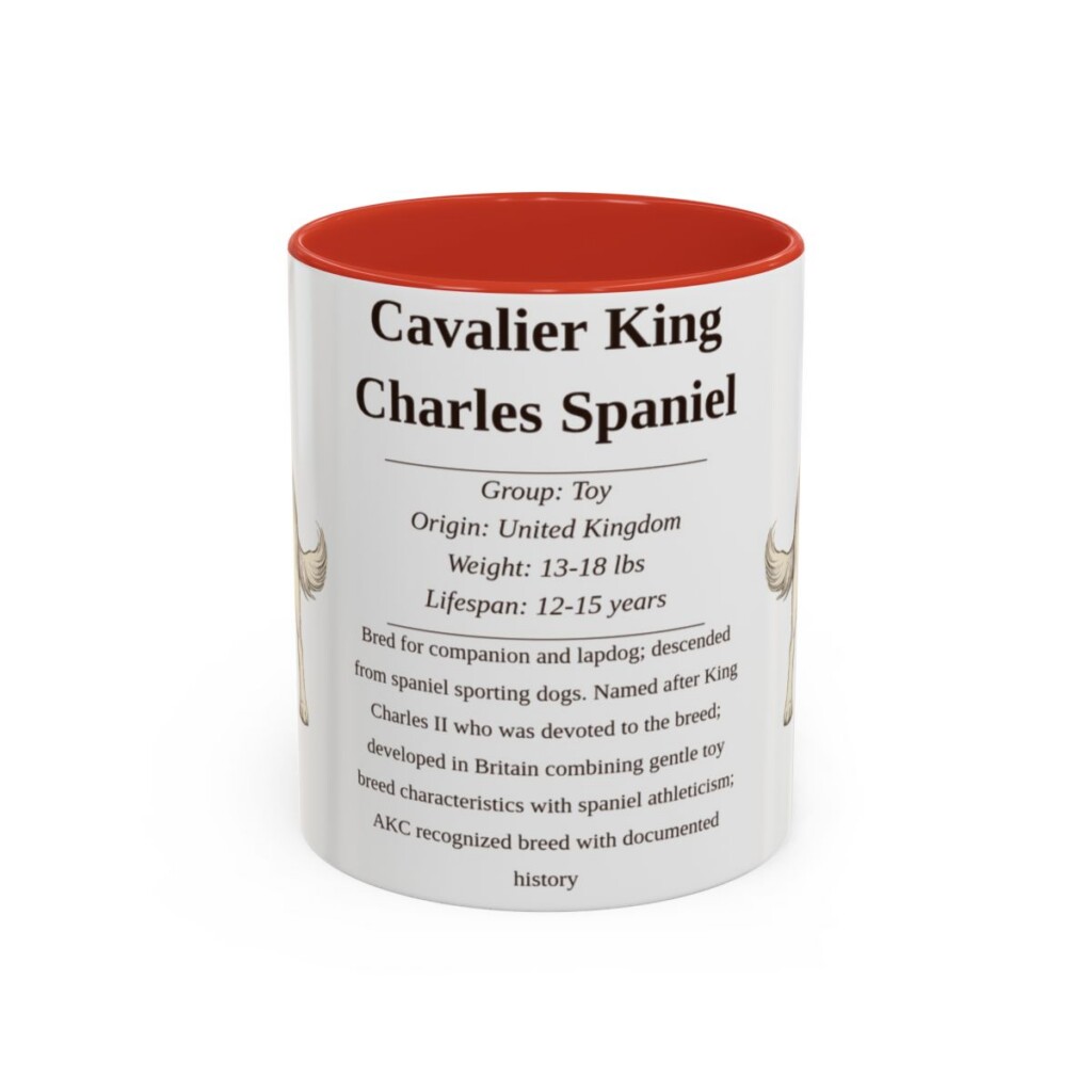 11oz Cavalier King Charles Spaniel Mug, Red, front view