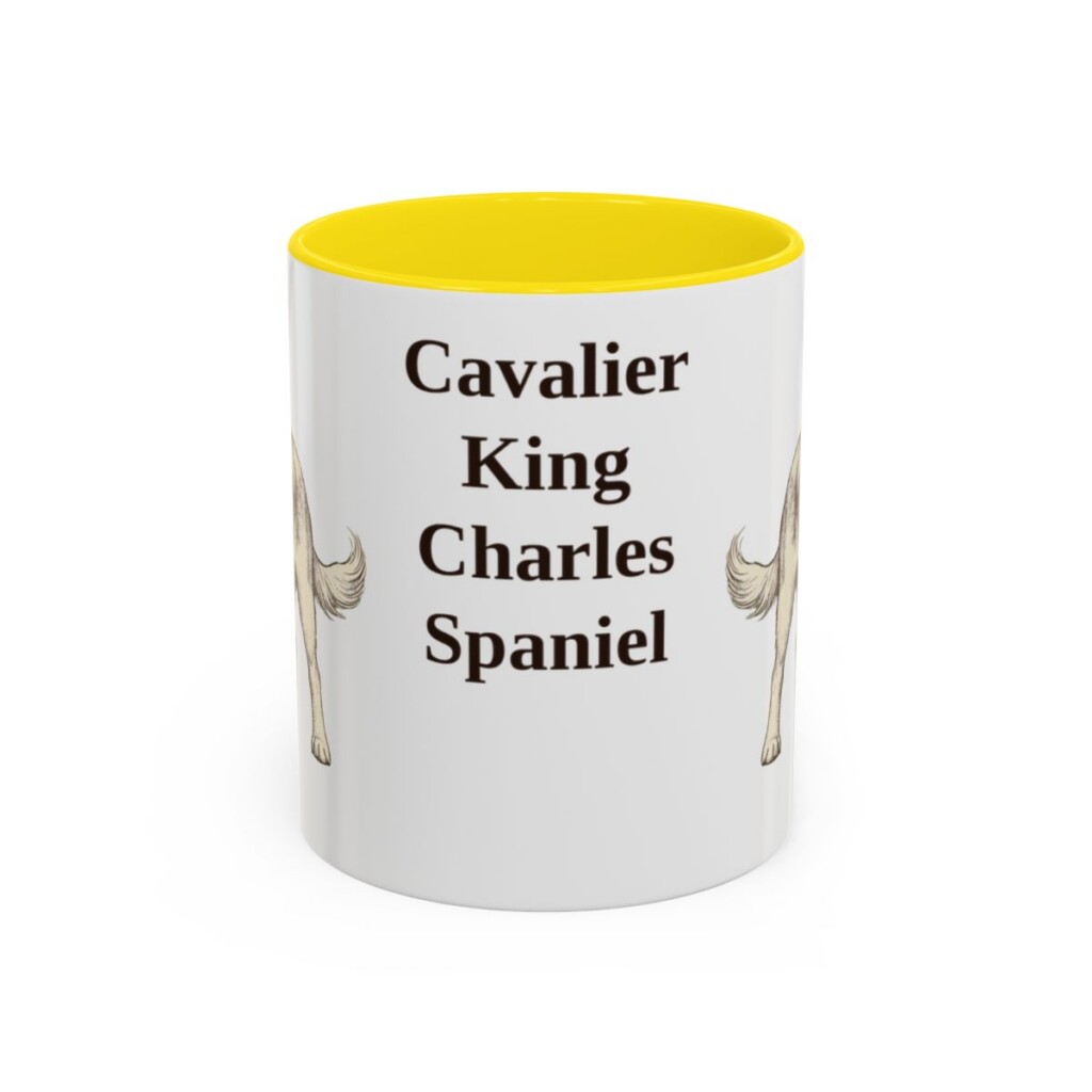 11oz Cavalier King Charles Spaniel Mug, Yellow, front view