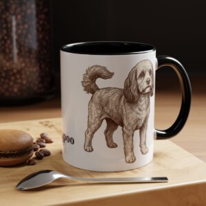 11oz Cavapoo Mug, Black, lifestyle photo