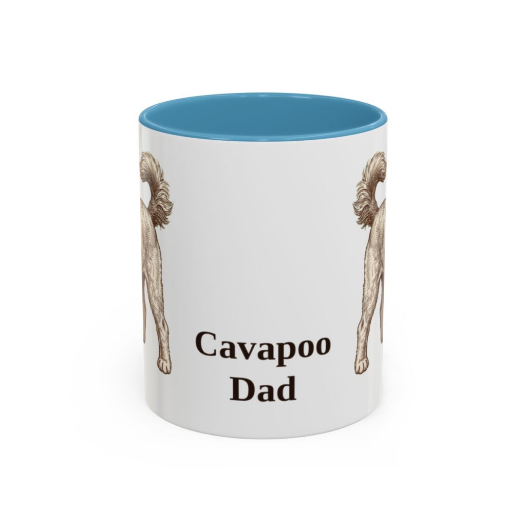 11oz Cavapoo Dog Dad Mug, Light Blue, front view