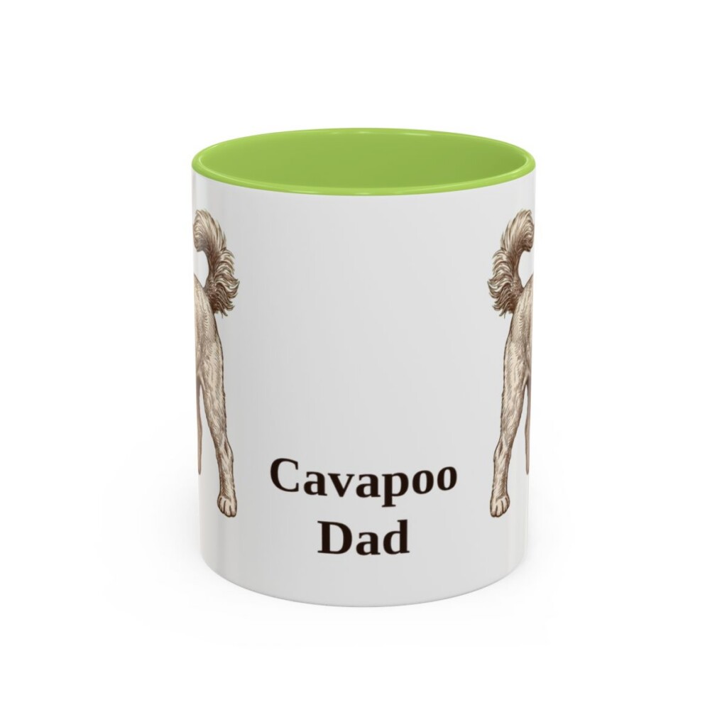 11oz Cavapoo Dog Dad Mug, Light Green, front view