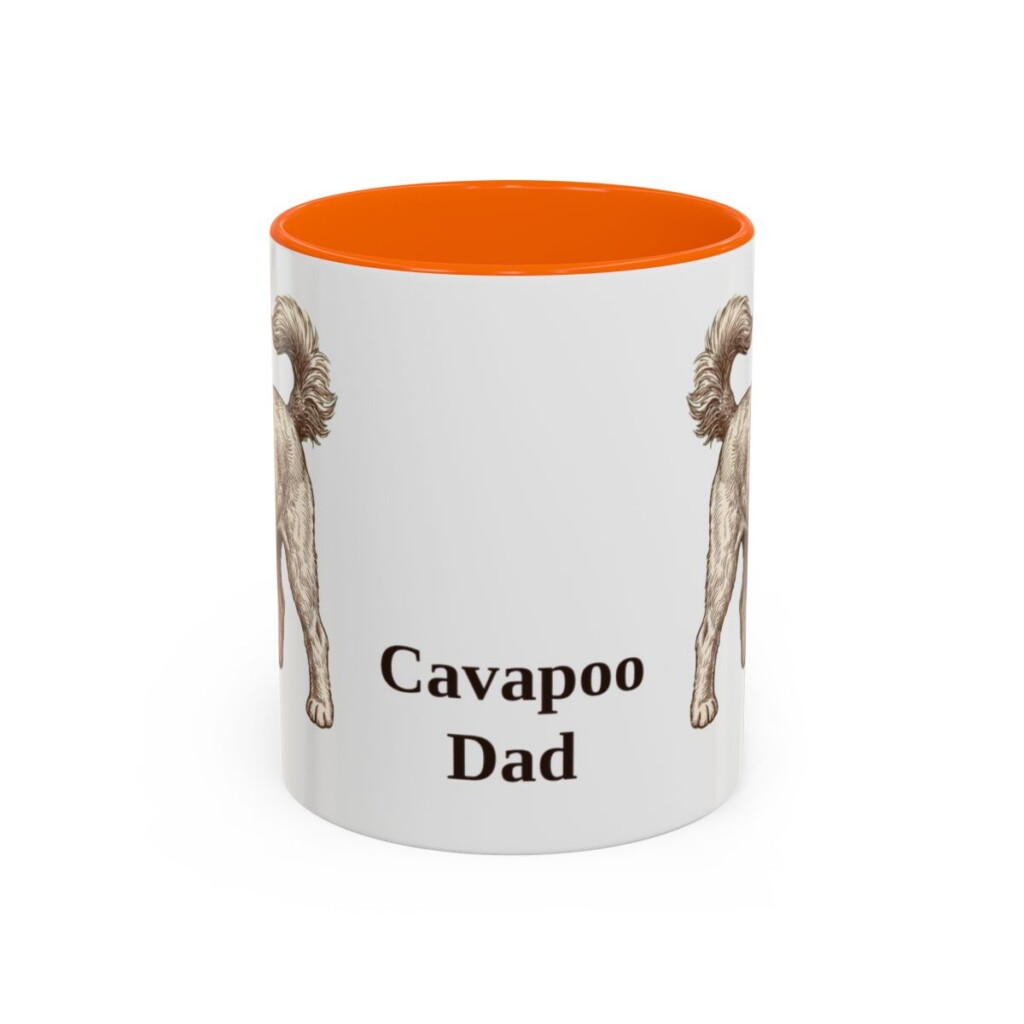 11oz Cavapoo Dog Dad Mug, Orange, front view