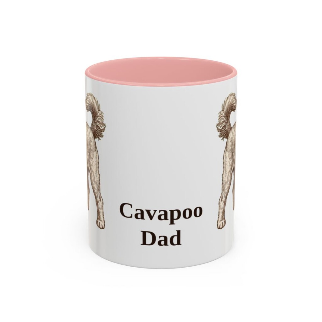 11oz Cavapoo Dog Dad Mug, Pink, front view