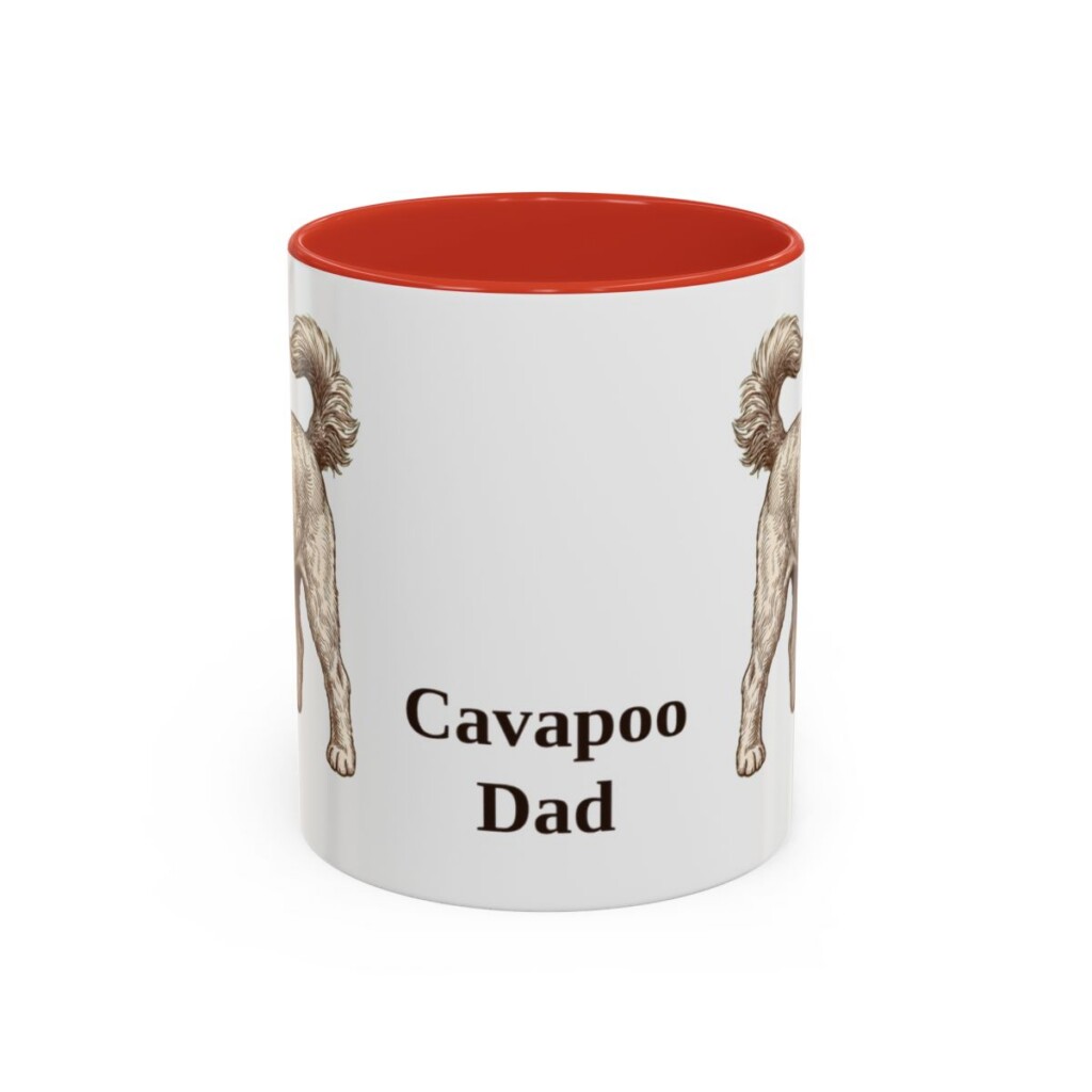 11oz Cavapoo Dog Dad Mug, Red, front view