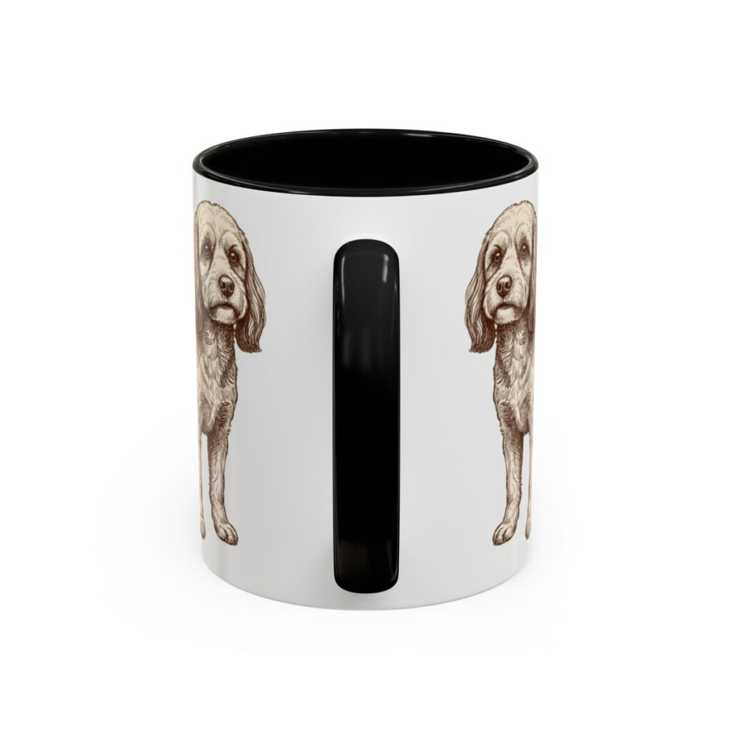 11oz Funny Cavapoo Mug, Black, back view