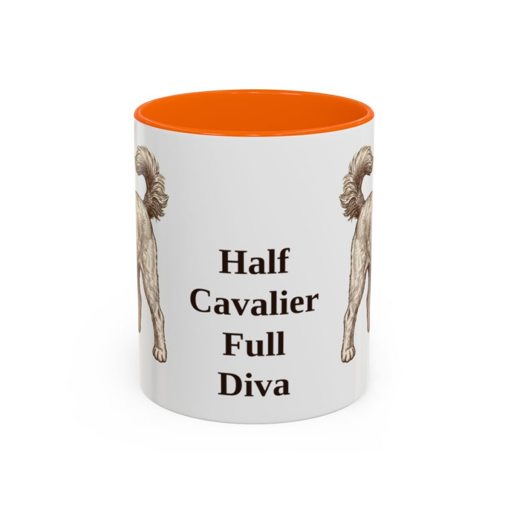 11oz Funny Cavapoo Mug, Orange, front view