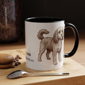 11oz Cavapoo Latin Mug, Black, lifestyle photo