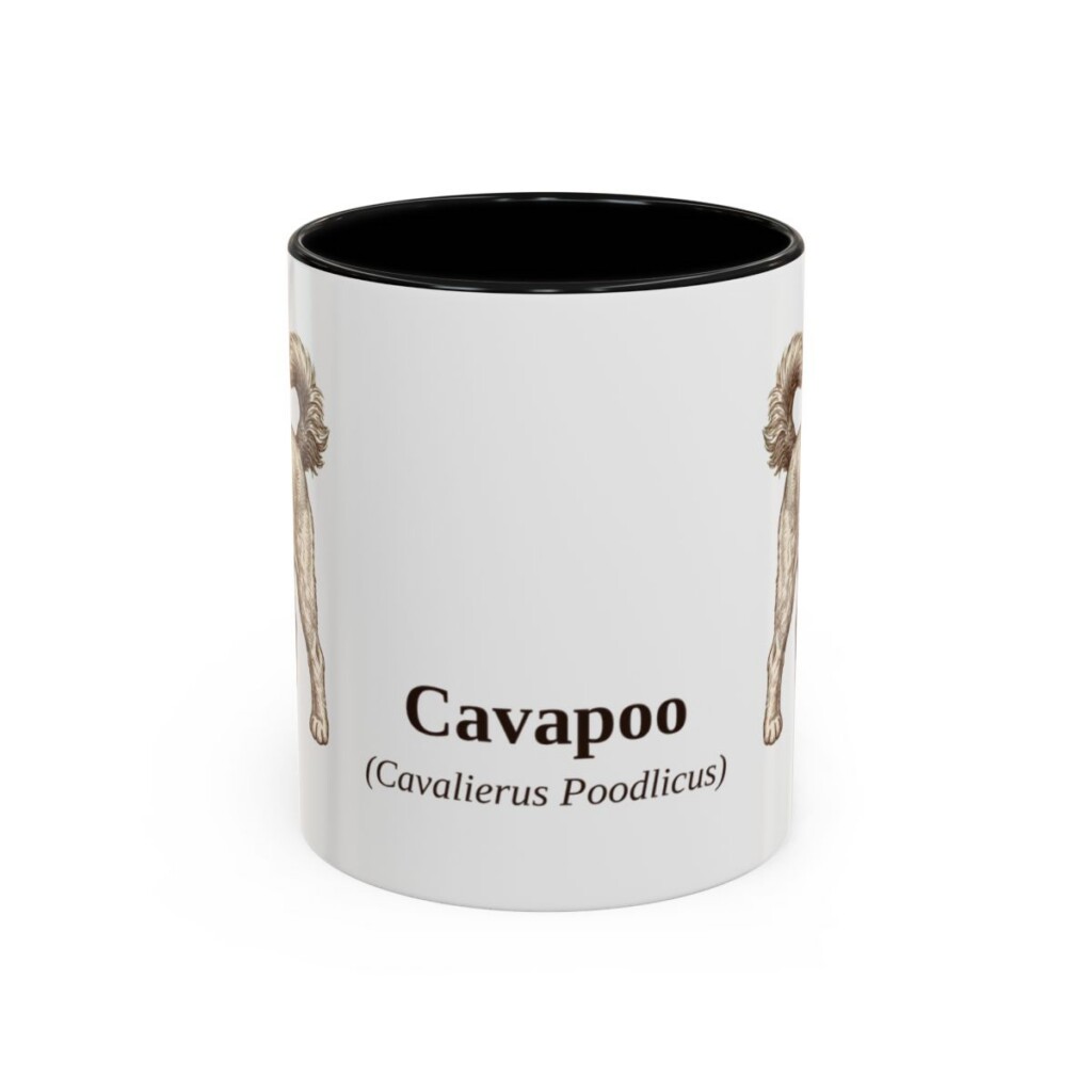 11oz Cavapoo Latin Mug, Black, front view