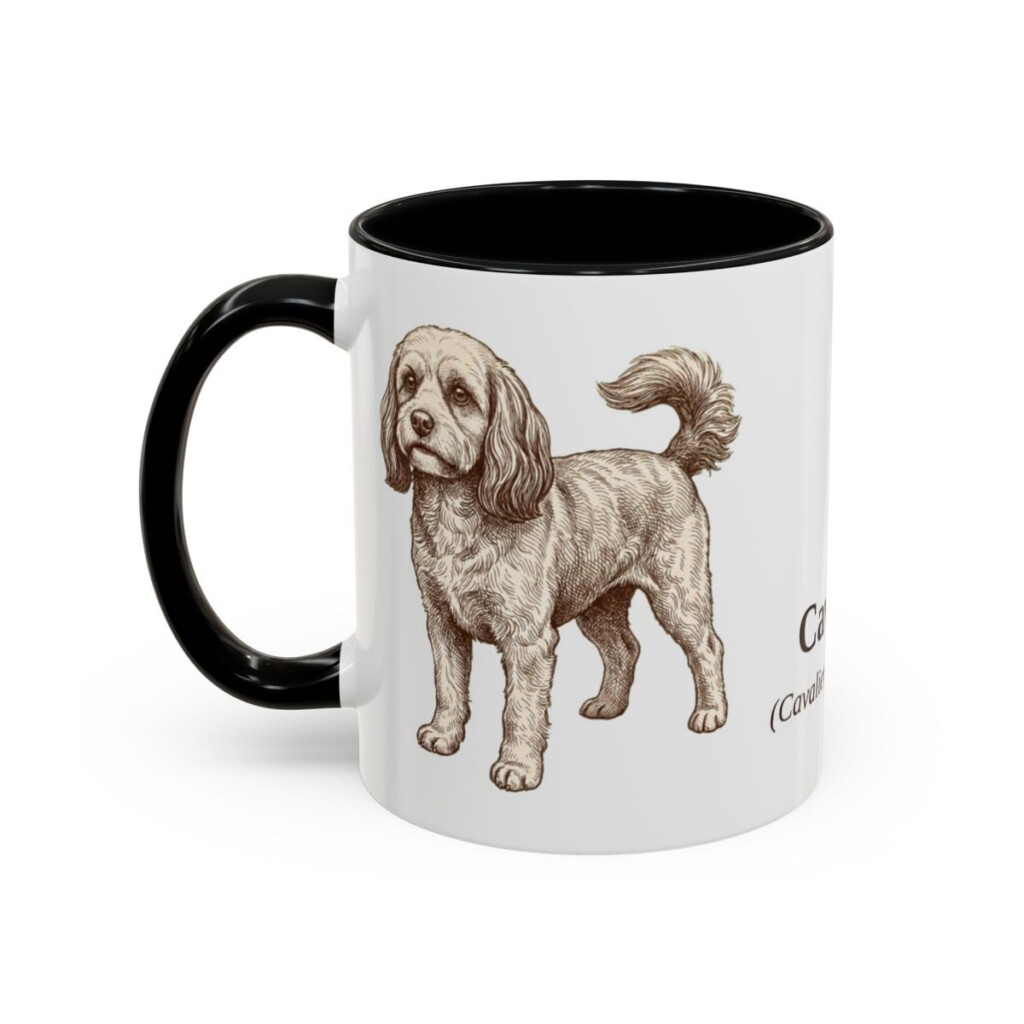 11oz Cavapoo Latin Mug, Black, left side view