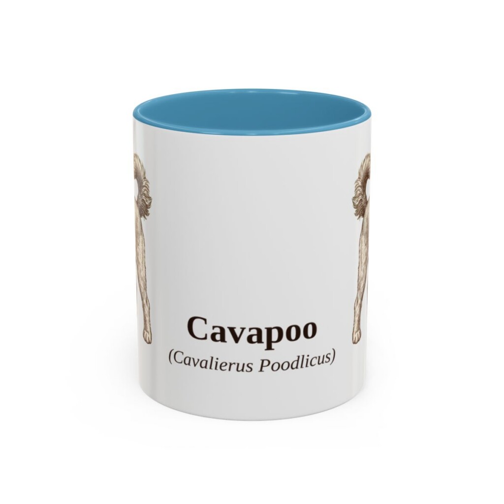 11oz Cavapoo Latin Mug, Light Blue, front view