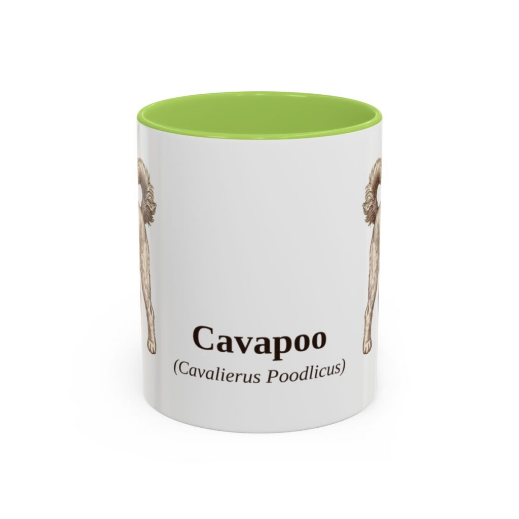 11oz Cavapoo Latin Mug, Light Green, front view