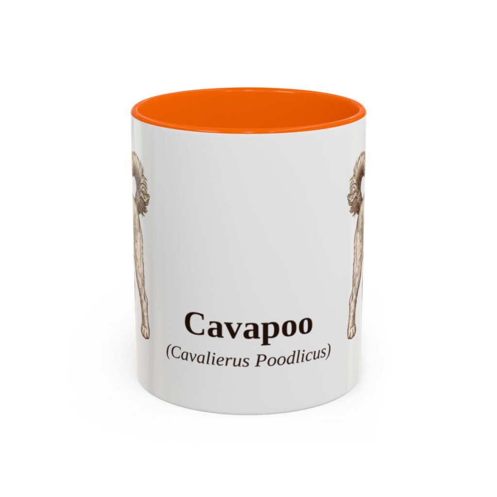 11oz Cavapoo Latin Mug, Orange, front view