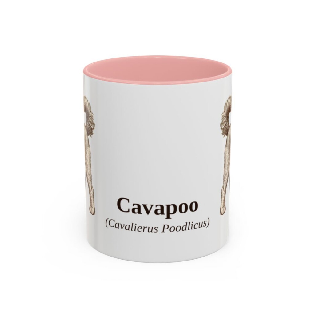 11oz Cavapoo Latin Mug, Pink, front view