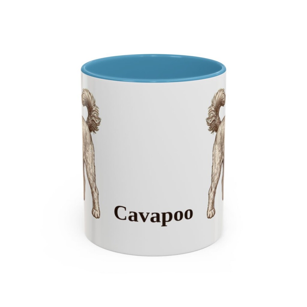 11oz Cavapoo Mug, Light Blue, front view