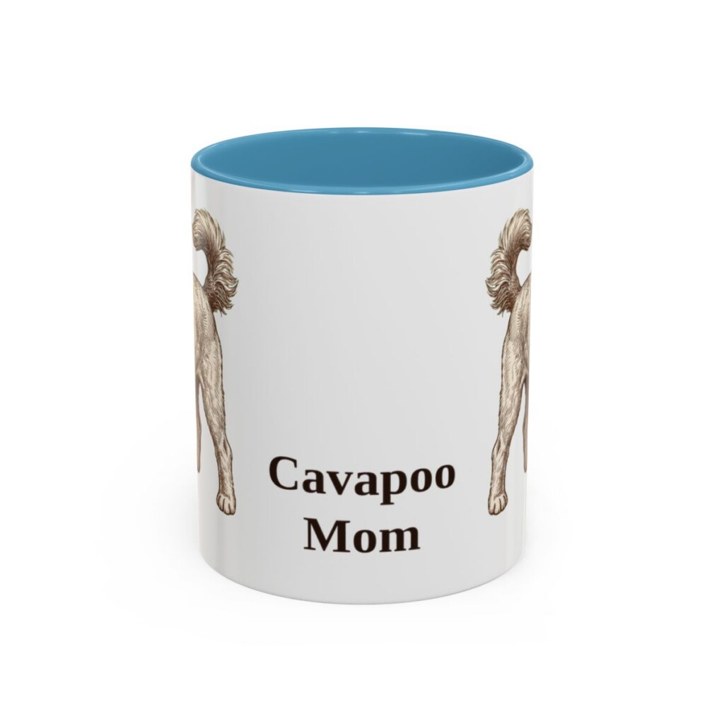 11oz Cavapoo Dog Mom Mug, Light Blue, front view