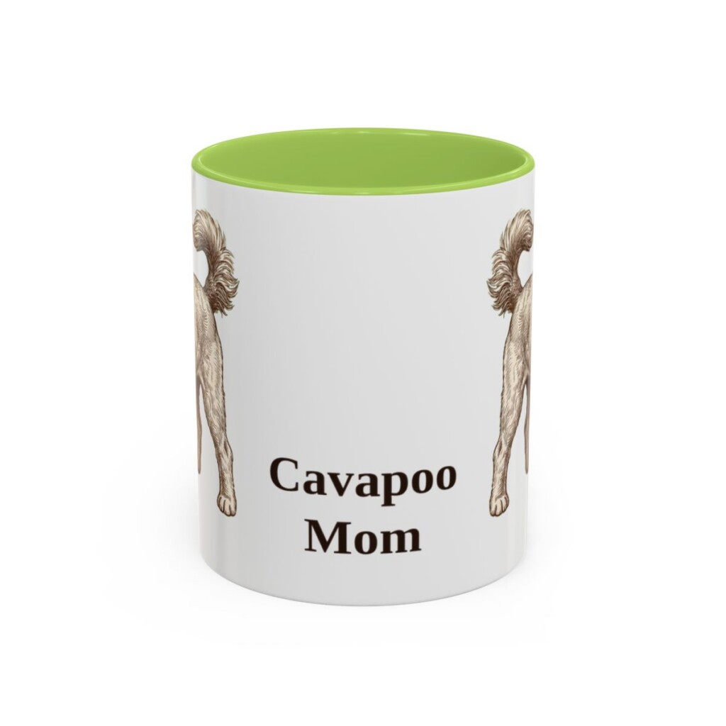 11oz Cavapoo Dog Mom Mug, Light Green, front view