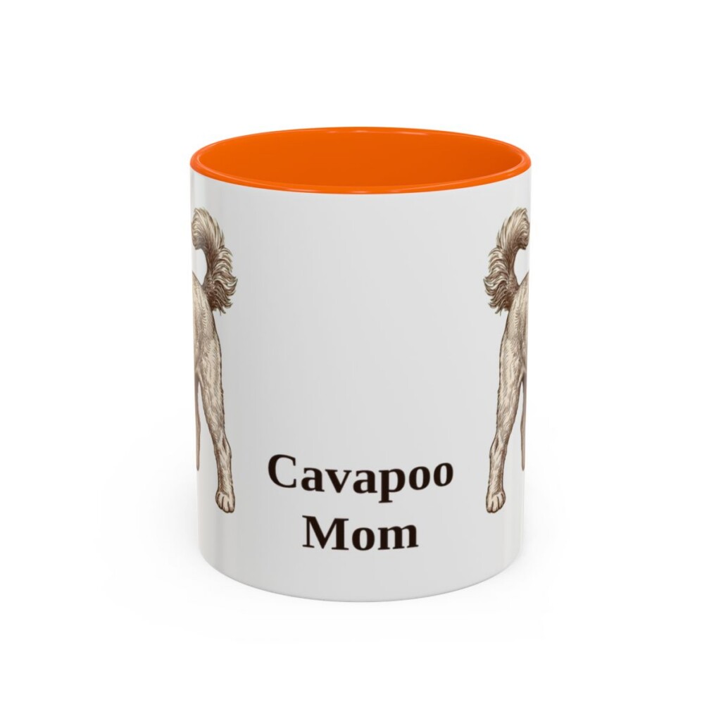 11oz Cavapoo Dog Mom Mug, Orange, front view