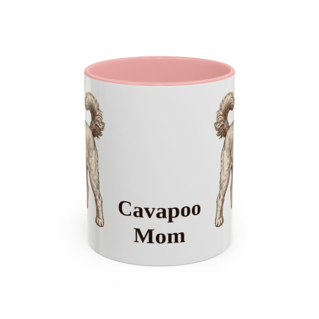 11oz Cavapoo Dog Mom Mug, Pink, front view