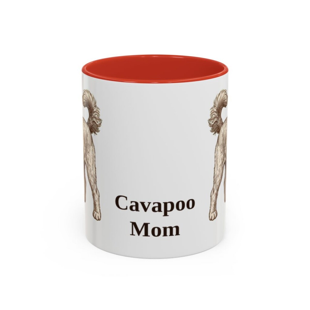 11oz Cavapoo Dog Mom Mug, Red, front view
