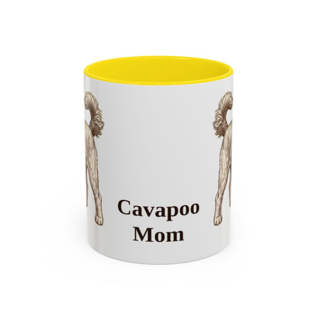 11oz Cavapoo Dog Mom Mug, Yellow, front view