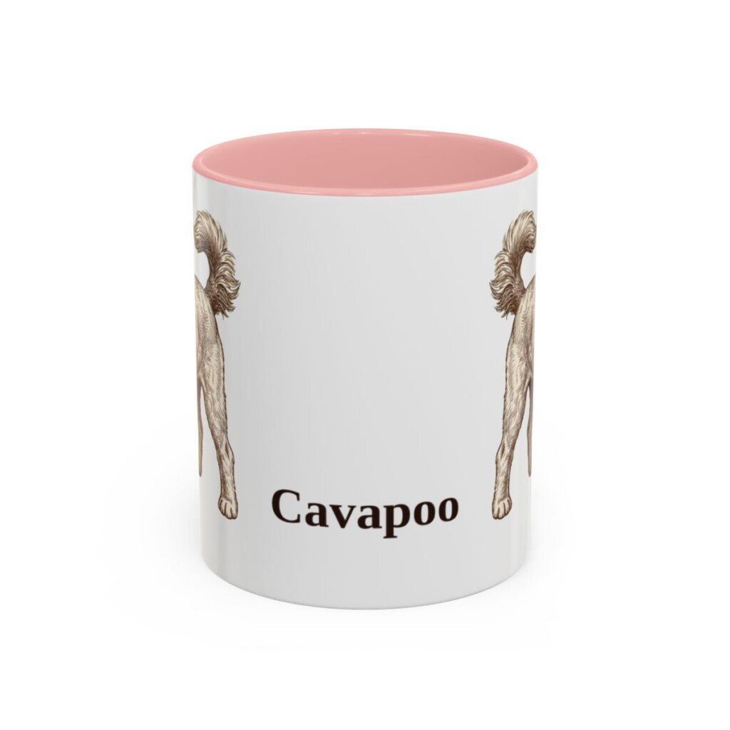 11oz Cavapoo Mug, Pink, front view