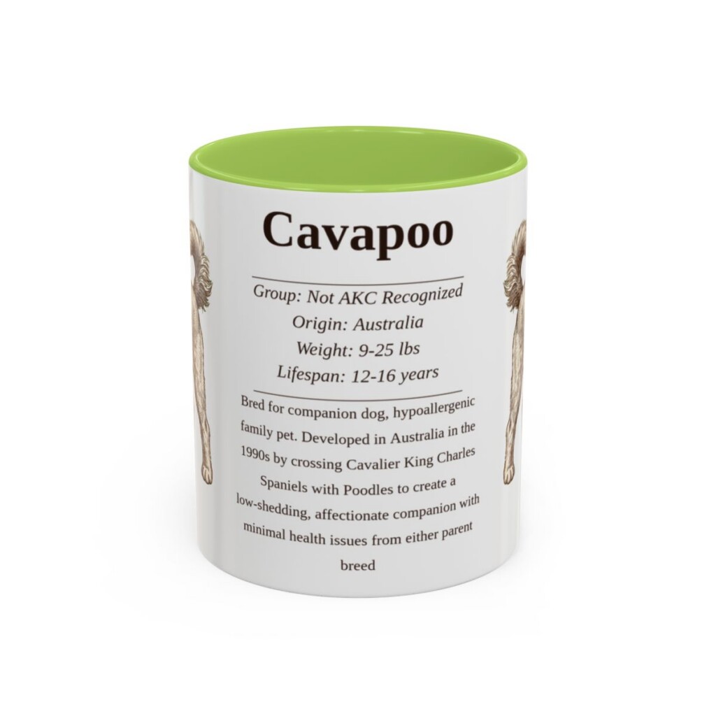 11oz Cavapoo Mug, Light Green, front view