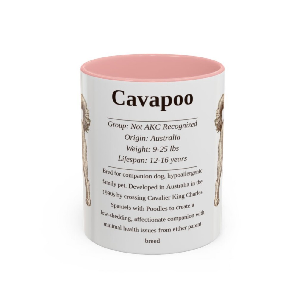 11oz Cavapoo Mug, Pink, front view