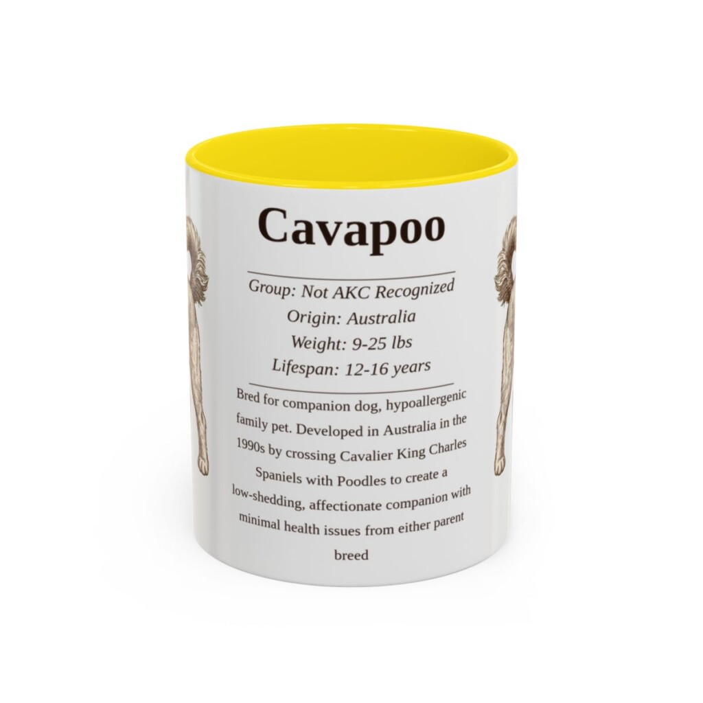 11oz Cavapoo Mug, Yellow, front view