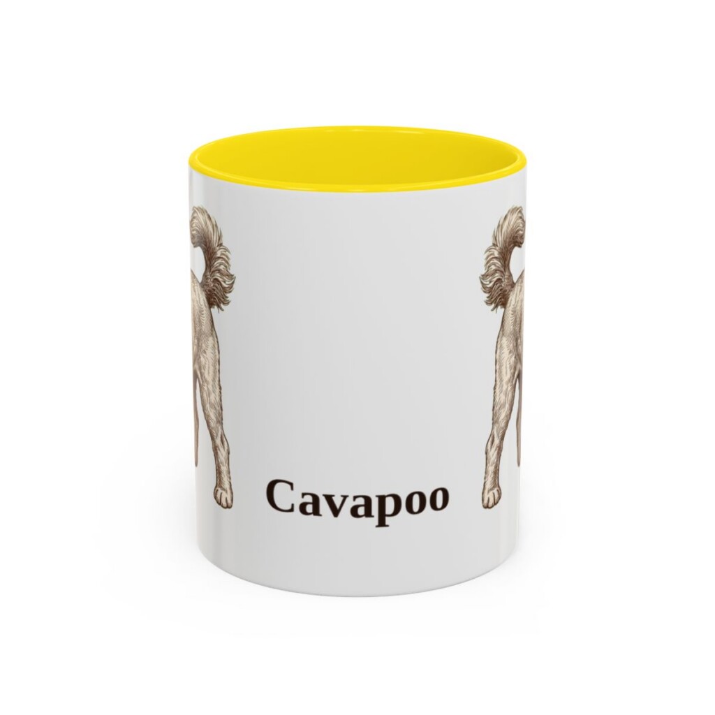 11oz Cavapoo Mug, Yellow, front view