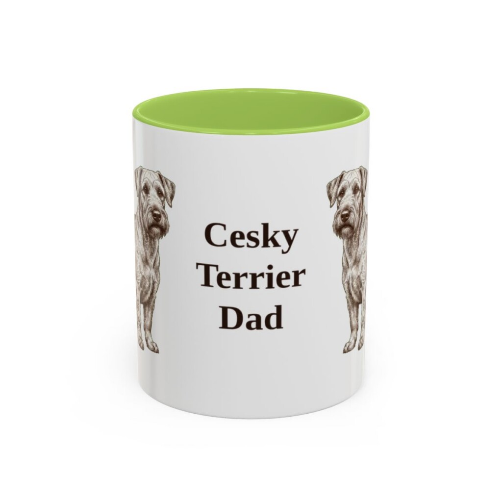 11oz Cesky Terrier Dog Dad Mug, Light Green, front view