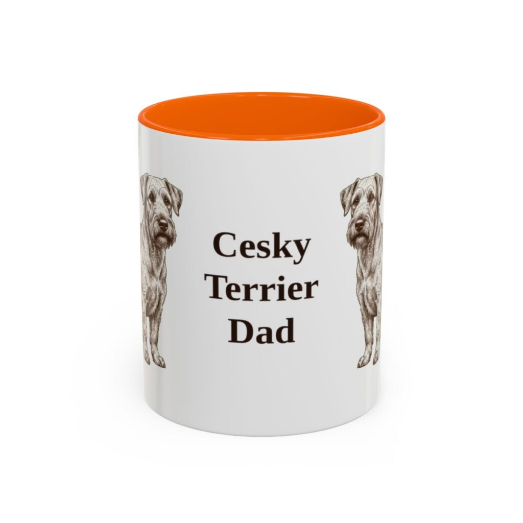 11oz Cesky Terrier Dog Dad Mug, Orange, front view