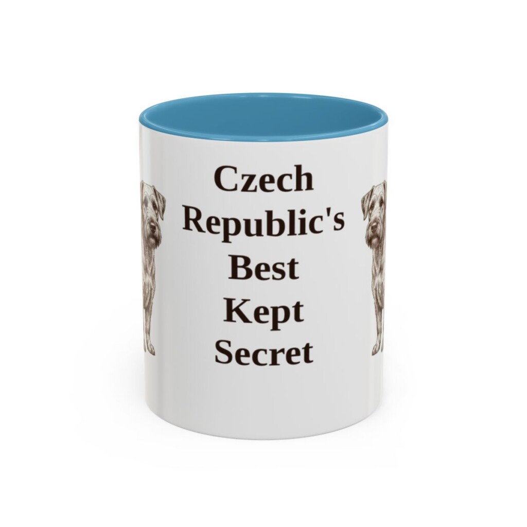 11oz-cesky-terrier-mug-humor-light-blue 11oz Funny Cesky Terrier Mug, Light Blue, front view