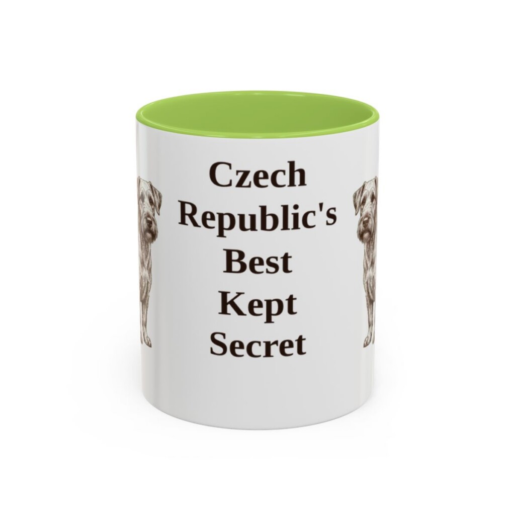 11oz-cesky-terrier-mug-humor-light-green 11oz Funny Cesky Terrier Mug, Light Green, front view