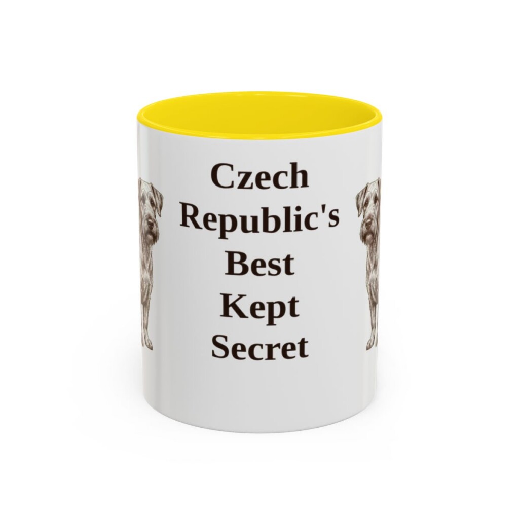 11oz-cesky-terrier-mug-humor-yellow 11oz Funny Cesky Terrier Mug, Yellow, front view