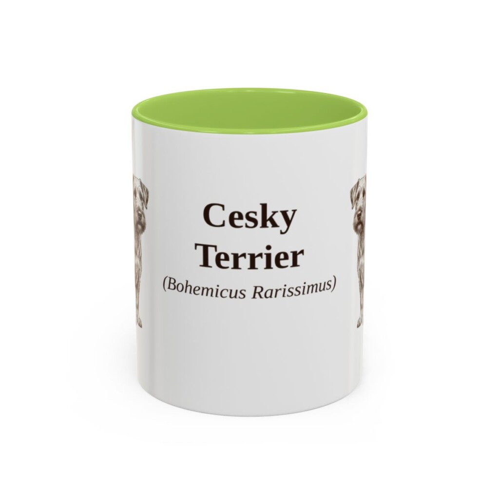 11oz Cesky Terrier Latin Mug, Light Green, front view
