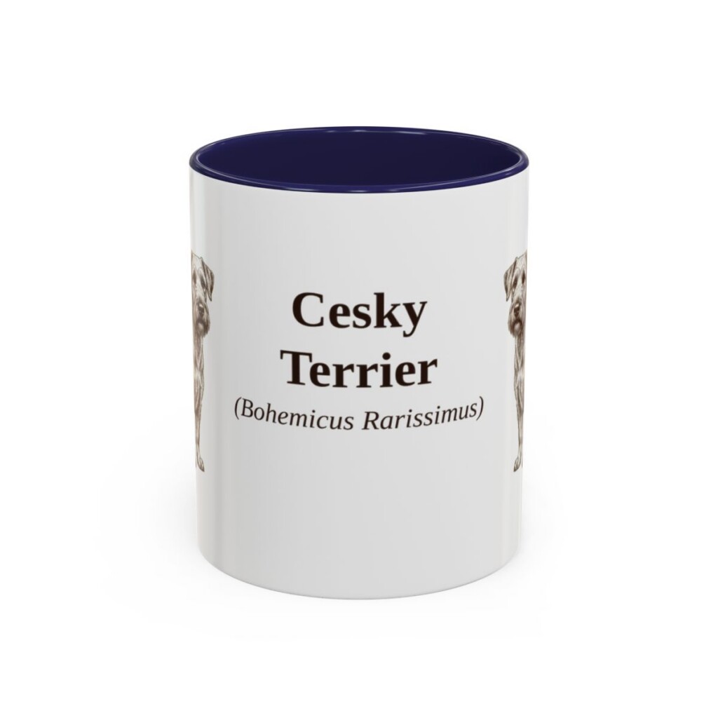 11oz Cesky Terrier Latin Mug, Navy, front view