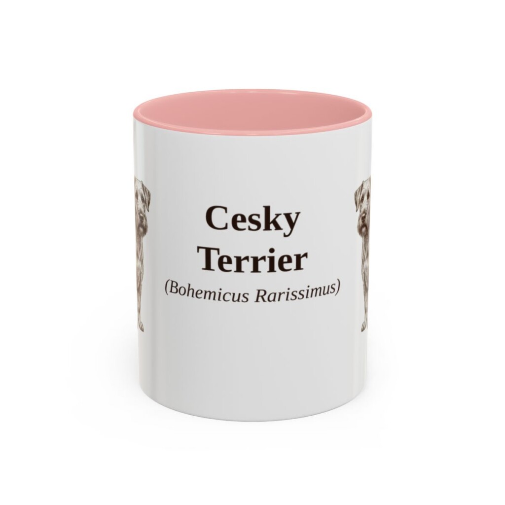 11oz Cesky Terrier Latin Mug, Pink, front view