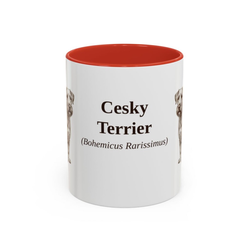 11oz Cesky Terrier Latin Mug, Red, front view