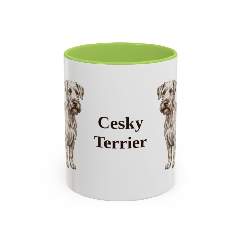 11oz Cesky Terrier Mug, Light Green, front view