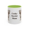 11oz Cesky Terrier Dog Mom Mug, Light Green, front view