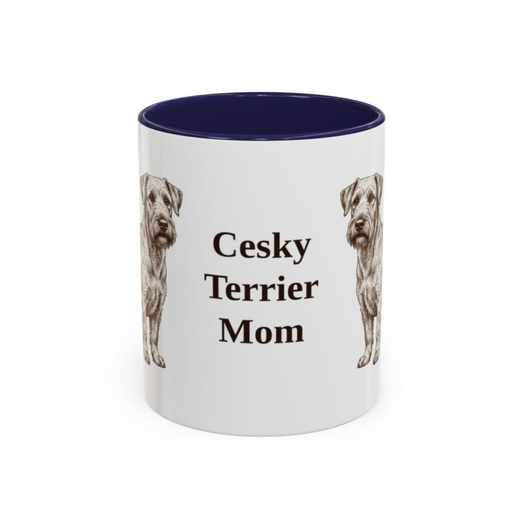 11oz Cesky Terrier Dog Mom Mug, Navy, front view