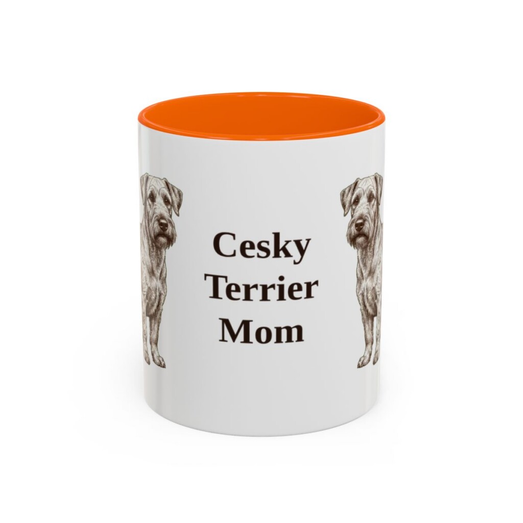 11oz Cesky Terrier Dog Mom Mug, Orange, front view