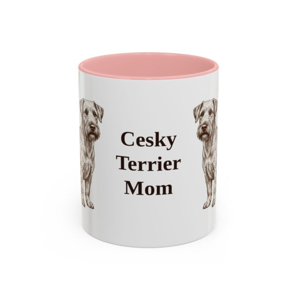 11oz Cesky Terrier Dog Mom Mug, Pink, front view