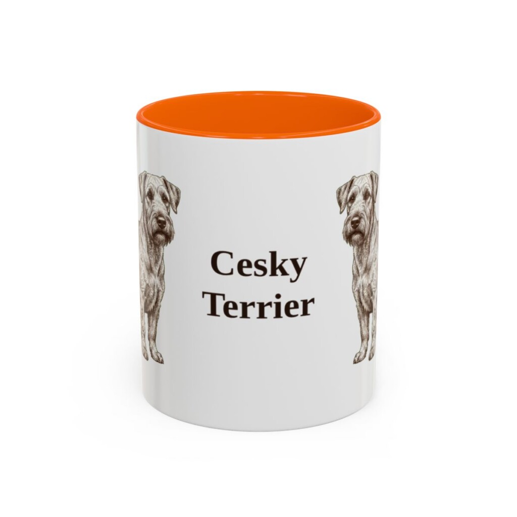 11oz Cesky Terrier Mug, Orange, front view
