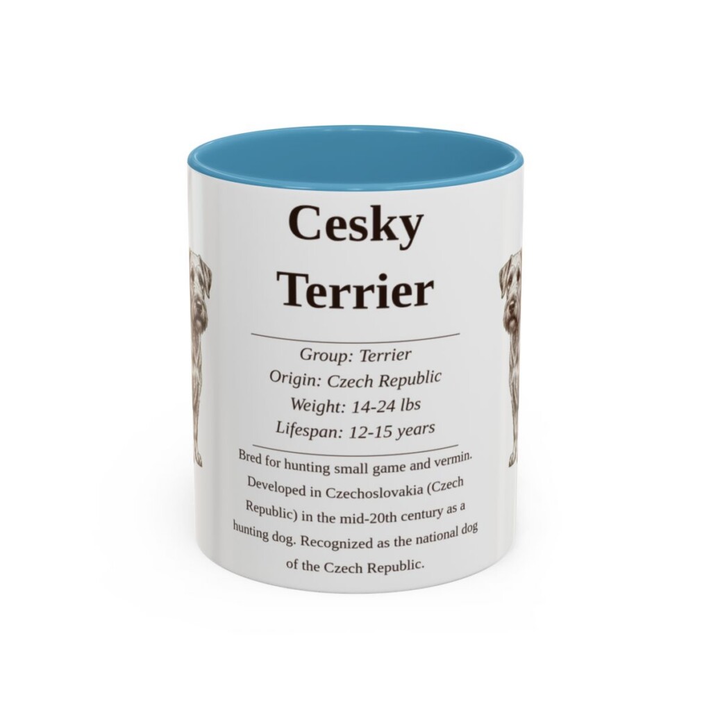 11oz Cesky Terrier Mug, Light Blue, front view