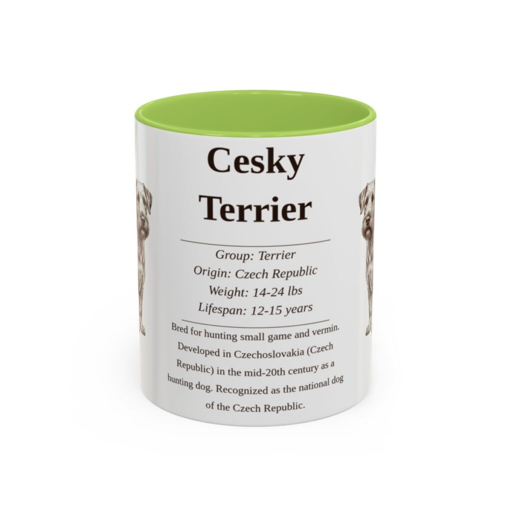 11oz Cesky Terrier Mug, Light Green, front view